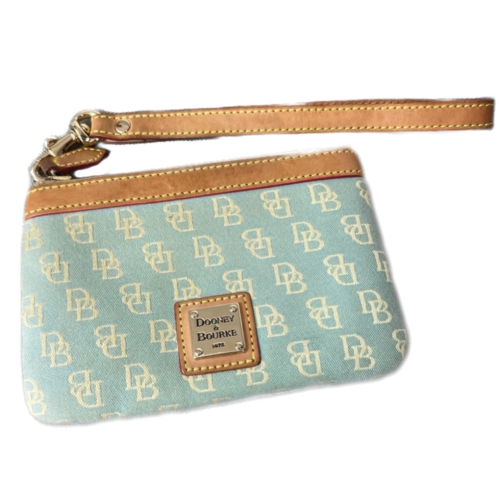 Dooney & Bourke - Blue wristlet with leather trim